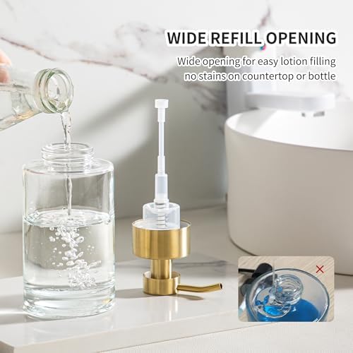 Enra Foaming Soap Dispenser, Clear Thick Glass Bottle Gold Pump Bathroom - Image 2