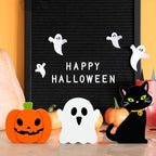 Halloween Decorations for Indoor Home 3 Pcs, Cute Wooden Pumpkin Ghost Black Cat Decor for Tabletop Tiered Tray, Halloween Centerpiece Sign for Desk Fireplace Office Shelf Farmhouse Rest Bathroom Dorm - Image 3