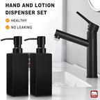 GMISUN Black Soap Dispenser Bathroom, Glass Hand Soap Dispenser with Stainless Steel Pump, 12 fl oz/350ml Refillable Dish Dispensers for Kitchen, Modern Liquid Lotion Bottles for Bathroom Countertop - Image 5