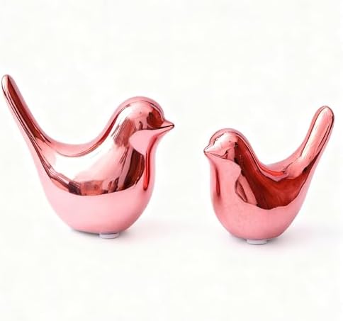 Notakia Pink Bird Figurines Set of 2 Small Bird Statues Home Decor by Notakia