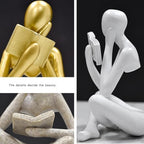 Gold Reading Women Statue, Thinker Sculptures, Abstract Art Ornament, Modern Aesthetic Figurine Decoration, Suitable for Home Living Room Bedroom Office Shelf Table Desk Bookshelf Decor (Gold Left) - Image 5