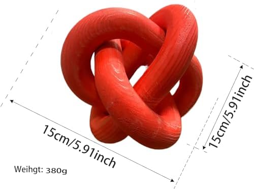 Wood Knot Chain Link Decor - 3 Link Boho Wooden Hand Carved Decorative Wooden Links Knots for Coffee Table Entryway Modern Farmhouse Shelf Decoration (Red) - Image 5