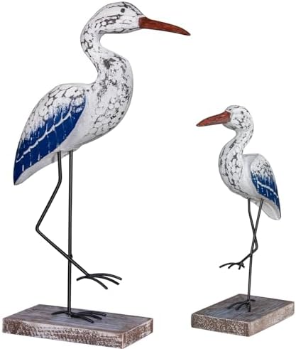 Wooden Seagull Statues Nautical Decor, Large Sea Bird Decoration for Home Coastal Beach Ocean Table Display by Unknown