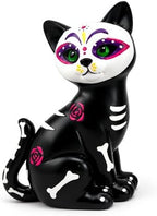 GoGnome Halloween Sugar Black Cat Skeleton Figurine, Cute Resin Statue with Skull Face & Skeleton Tabletop Decoration for Home Mantel Shelf (Black Cat) by GoGnome