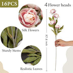 GIAUMA 16 Pcs 27" Faux Silk Peony Artificial Flowers Stems for Vase - Image 2