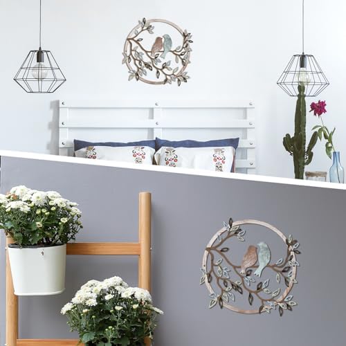 Ferraycle Metal Wall Art Bird Branches Hanging Ornament, Fresh Color - Image 6