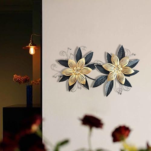 LIFFY Black Wall Decor,15" 3D Multi-layer Metal Flowers Wall Decor, Rustic Modern Floral Sculpture for Indoor Kitchen Bedroom Living Room Office Outdoor Garden Patio - Image 5