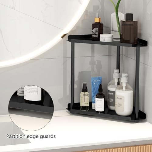 FLE Corner Bathroom Counter Organizer, Bathroom Organizer Countertop Black - Image 6
