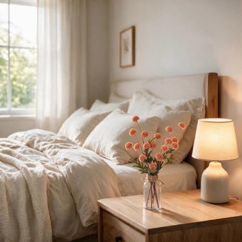 3PCS Mums Artificial Flowers with Vase - Small Silk Fake Flowers Suitable for Vase Bedroom Dining Room Living Rooms Decor Home Table Decor - Image 3