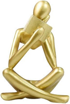Gold Reading Women Statue, Thinker Sculptures, Abstract Art Ornament, Modern Aesthetic Figurine Decoration, Suitable for Home Living Room Bedroom Office Shelf Table Desk Bookshelf Decor (Gold Right) by Jinkoozz