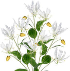 Briful 33'' Real Touch Artificial Flowers Sprays Set of 3 Fake Gloriosa Superba Flowers, White Faux Flame Lily Flowers Bouquets Floral Arrangeme by Briful