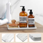 Gurygo 10" Bathroom Tray for Counter, Ceramic Vanity Trays for Bathroom, Small Rectangle Ceramic Trays, Kitchen Soap Ceramic Tray for Kitchen Counter, (Marble White, Set/1) - Image 2