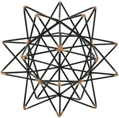 Deco 79 Metal Geometric Decorative Sculpture Home Decor Statue with Gold Accents, Accent Figurine 7" x 7" x 7", Black by Unknown