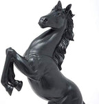 Lependor Standing Horse Resin Statue, Fighting Horse Sculpture for Home Decor Art Figurine Decorative Animal Ornament - Black - Image 2