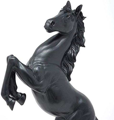 Lependor Standing Horse Resin Statue, Fighting Horse Sculpture for Home Decor Art Figurine Decorative Animal Ornament - Black - Image 2