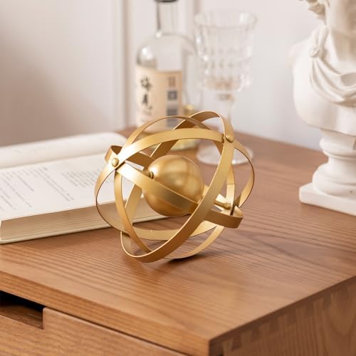 Metal Table Top Decor, 3D Metal Geometric Sculpture, Gold Abstract Sculpture for Home Decor, Table Decorations for Home, Decorative Sphere Art Decor - Image 4