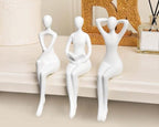 Quoowiit White Thinker Statue Unique Ornament Sculpture, Art Modern Home Decor Accents Bookshelf Decor, Creative Table Decorations for Living Room Desk 3 Piece - Image 5