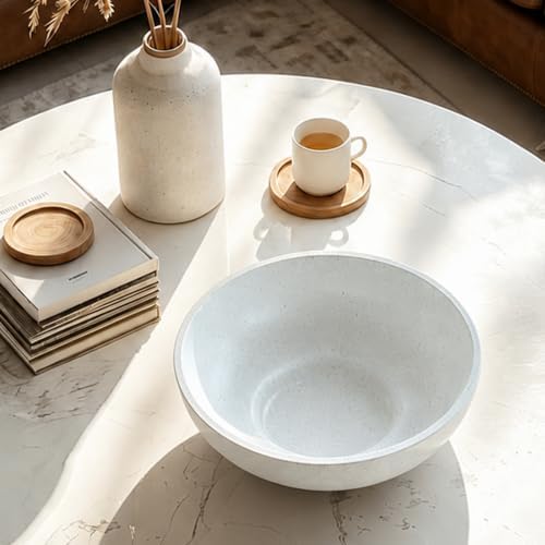 10" Large Decorative Bowl for Entryway Table with Pedestal, Spotted White - Image 6