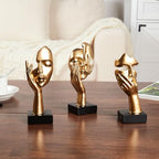 Gold Decor Thinker Statues Set of 3,Golden Abstract Face Resin Sculptures,Home Decor Accents,Office Bookshelf Decor, Shelf Side, Table Decorations for Living Room, Gift for Friends (gold-3Pcs) - Image 4