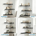 Floating Corner Shelves Wall Mounted with Invisible Brackets Set of 3 - Image 5