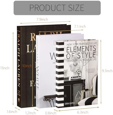 Aesthetic Decorative Books,Set of 3 Faux Book for Coffee Table Decor - Image 6
