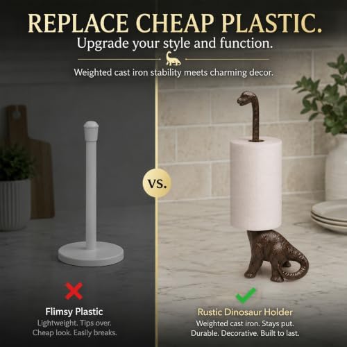 Wallcharmers Rustic Dino Paper Towel Holder & Metal Toilet Paper Stand - Image 6