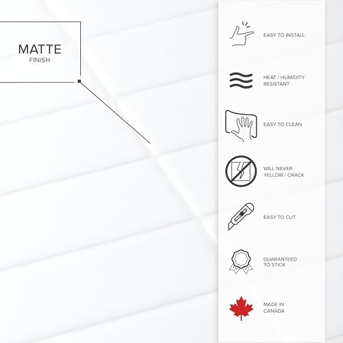 Smart Tiles Peel and Stick backsplash, Stacked Pure White, 11.43"x9" - Image 4