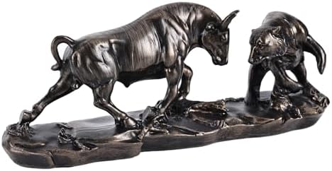 Wall Street Bull Statue, Bull Market and Bear Market Statue, Stock Market Sculpture, Mens Desk decor Day Trading Accessorie, for Office, Desktop, Bookshelf, Study, Home Decor, Financial Advisor Gift by ZHANYUN