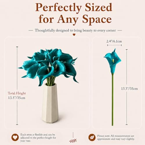 Mandy's 12pcs Teal Calla Lily Artificial Flowers - Image 3