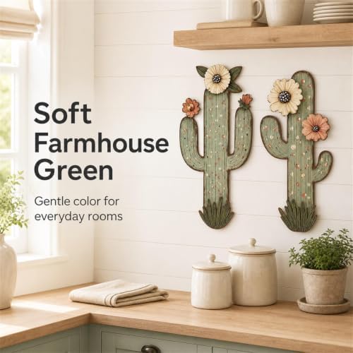 flangairy 2 Pcs Metal Cactus Wall Art, Southwestern Decor for Bathroom - Image 5