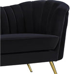 Home Square 2-Piece Set with Velvet Accent Chair and Chaise in Black and Gold - Image 6