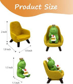 Refintural Miniature Frog Eating Cake Figurine - Funny Shelf Desk Decoration - Perfect Cute Frog Gift (Yellow Sofa) - Image 2