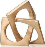 Modern Geometric Sculpture Gold Knot Statue Decor, Home Gold Bookcase Centerpiece jax Decorative, Geometric Tabletop Sculpture and Figurines, For Golden Home Decor Accent, Cube Decorative Ornaments by LCCCK