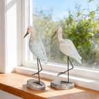 Seagull Statues Coastal Decor, Wooden Sea Birds Sculptures for Home Room Nautical Coastal Beach Decor, 2pcs (Light Brown) - Image 5