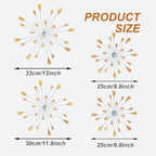 ZEXUIRU 4 Set Silver Starburst Wall Art for Home Decor Metal Bling Crystal Rhinestones Sunburst Wall Decor Sparkling Rhinestone Art Accent -Orange 13in/11.8in/9.8in/9.8in - Image 3