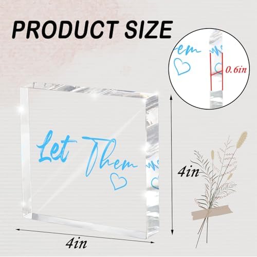 Let Them - Blue 4 Inch Acrylic Tabletop Sign, Office and Cubicle Decor for Women, Desk Accessory, Motivational Quote Gift for Coworkers, Empowering Work from Home Decor - Image 2