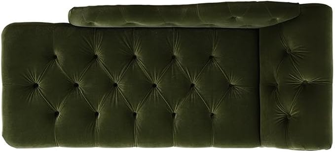 Pemberly Row Tufted Roll Arm Chaise Lounge, Olive Green Velvet Upholstery - Image 7