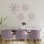 Hicarer 4 Pcs Starburst Wall Decor, Bling Metal Wall Art, Pink - Image 3