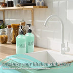 16 Oz Glass Soap Dispenser with Pump for Kitchen (Turquoise Green) - Image 5