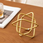 5.5" Gold Metal Geometric Sculpture, Modern Square Decorative Sphere - Image 6