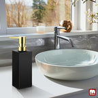GMISUN Gold Hand Soap Dispenser, Black Glass Soap Dispenser with Gold Pump for Bathroom, 12 fl oz/350ml Refillable Dish Dispensers for Kitchen, Modern Liquid Lotion Bottles for Countertop - Image 6