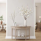 Sggvecsy Artificial Plum Blossom Flowers 4 Pcs Faux Cherry Blossom Stems Faux Silk Plum Blossom Branches 36.2’’ Fake Flowers Long Stems for Vase Arrangements Home Wedding Table Decor (White) - Image 4