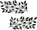 ESTART 2 Pieces Metal Tree Leaf Wall Decor Vine Olive Branch Leaf Wall Art Ornament Wall Hanging Sign for above Door, Living Room, Office, Indoor and Outdoor Decoration (Black B) by ESTART