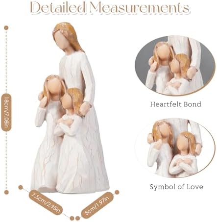 Mom Embrace Two Girls Figurine, Mother and Daughters Love Resin Statue, Family Sculpture Decor, Sentimental Tabletop Figurine - Image 2