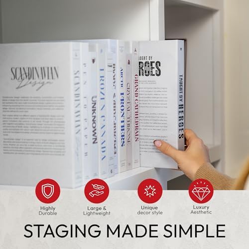 Decorative Books | White 10 Book Set with 3 Sizes | Preassembled with Hidden Storage | Perfectly Stackable for Easy Home Staging | Book Decor to Elevate Your Space | Home Decor Made Simple! - Image 3