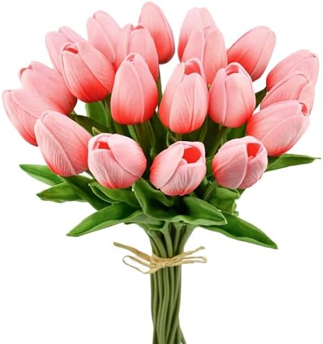 Mandy's 20pcs Artificial Coral Pink Tulips by Mandys