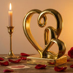 Anniversary Wedding Couples Gift Gold Hearts Resin Statue Decor by Unknown