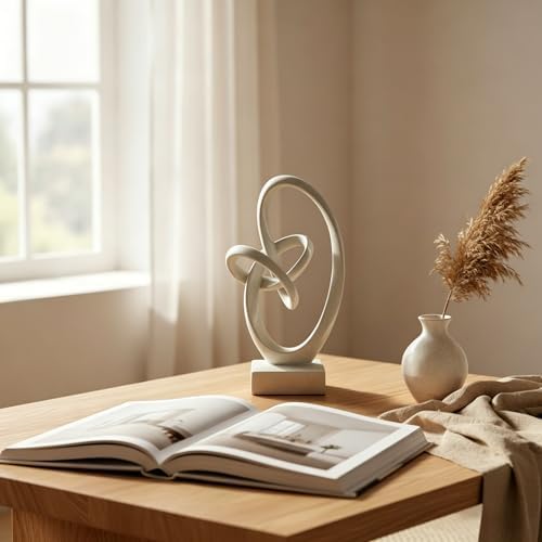 10.24" Modern Abstract Ribbon Decorative Sculpture, Knot Sculptures,Home Decor,Coffee Table Statues,Dining Living Room Desk Decor (Light Gray) - Image 4