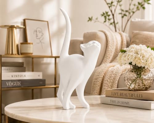 7 Inch White Proud Cat Statue - Image 7
