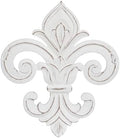 JFY Designs Fleur De Lis Carved Wood Wall Art, White Distress, 13x15 in by JUSTFORYOUDESIGNS